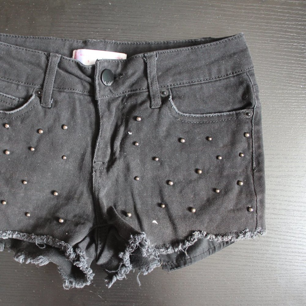Black Pearl Embellished Jean Shorts